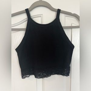 Black lace crop top